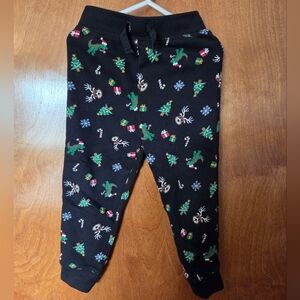 Holiday Time Black Christmas Print Joggers for Kids